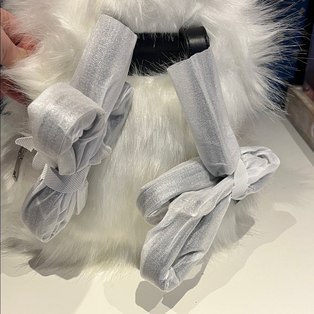 White Faux Fur Ghost Backpack — Women's Plush Halloween Backpack - Picture 2 of 5